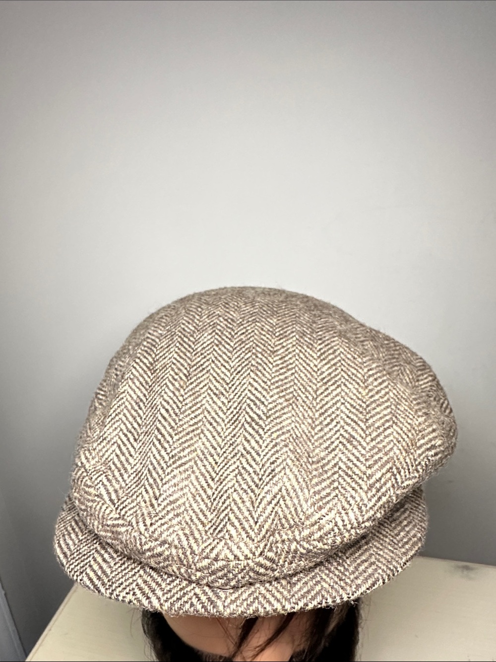 Britches Great Outdoors Herringbone Newsboy convertible Cap in Beige and Cream